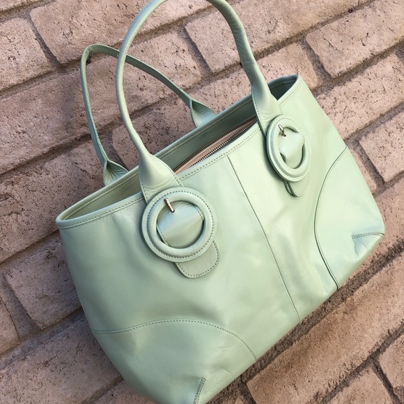 Handbags - NWOT leather shoulder bag laptop shoulder bag sea foam green handbag
